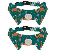 Eslifey Collier pour chien avec nœud papillon, collier de smoking formel réglable pour chien avec collier de chemise amovible, collier pour petits animaux de compagnie, motif renard orange, flocons de