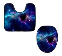Eslifey Cosmic Galaxy Lot de 2 tapis de sol pour abattant de WC et tapis de sol en forme de U lavables en machine antidérapants et absorbants