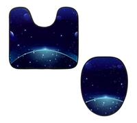 Eslifey Cosmic Planet Galaxy Lot de 2 tapis de sol pour abattant de WC et tapis de sol en forme de U lavables en machine antidérapants et absorbants