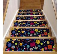 Eslifey Day-of-the Dead Lot de 15 tapis d'escalier d'intérieur antidérapants pour marches en bois, 76,2 x 20,3 cm, pour chiens, enfants, personnes âgées avec adhésif réutilisable