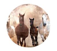 Eslifey Grand tapis moderne à poils longs moelleux pour décoration de salon, chambre à coucher, chevaux qui courent sur la tempête de sable, tapis de sol à poils profonds (cercle de 120 cm)