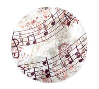 Eslifey Grand tapis moderne à poils longs moelleux pour décoration de salon, chambre à coucher, motif musical avec mélodie et motif floral, 120 cm, cercle (1,2 m)