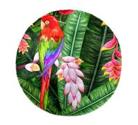 Eslifey Grand tapis moderne à poils longs moelleux pour décoration de salon, chambre à coucher, perroquet dans la jungle tropicale, 120 cm, cercle (1,2 m)