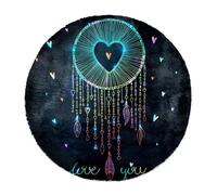 Eslifey Grand tapis moderne à poils longs pour décoration de salon, chambre à coucher, attrape-rêves étincelant avec forme de cœur, 120 cm, cercle (1,2 m)