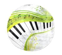 Eslifey Grand tapis moderne à poils longs pour décoration de salon, chambre à coucher, clavier de piano musical vert, 120 cm, cercle (1,2 m)