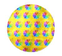 Eslifey Grand tapis rond moelleux de luxe à poils longs - Tapis doux et antidérapant - Motif citron arc-en-ciel coloré - Tapis en fausse fourrure pour sol de chambre d'enfant - 100 cm