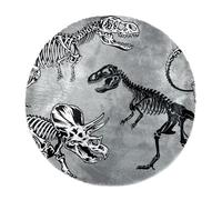 Eslifey Grand tapis rond moelleux de luxe à poils longs - Tapis doux et antidérapant - Motif squelette de dinosaure - En fausse fourrure - Pour chambre d'enfant - 100 cm