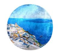 Eslifey Grand tapis rond moelleux de luxe à poils longs - Tapis doux et antidérapant - Tapis en fausse fourrure pour sol de chambre d'enfant - Motif îles grecques - 100 cm