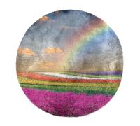 Eslifey Grand tapis rond moelleux de luxe à poils longs - Tapis doux et antidérapant - Tapis en fausse fourrure pour sol de chambre d'enfant - Motif fleurs arc-en-ciel - 100 cm