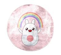 Eslifey Grand tapis rond moelleux de luxe à poils longs - Tapis doux et antidérapant - Tapis en fausse fourrure pour sol de chambre d'enfant - Lapin arc-en-ciel - 100 cm