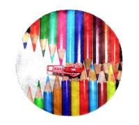 Eslifey Grand tapis rond pelucheux de luxe à poils longs - Antidérapant - Avec fermeture éclair - Rouge crayon arc-en-ciel - 100 cm