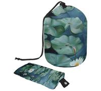 Eslifey Grande trousse de maquillage avec cordon de serrage, motif nénuphar blanc, sac de voyage portable, multicolore, 9.9x6.9in/25.2x17.6cm