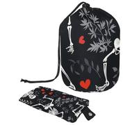 Eslifey Grande trousse de maquillage avec cordon de serrage, motif squelettes en forme de cœur pour danser, voyage, multicolore, 9.9x6.9in/25.2x17.6cm