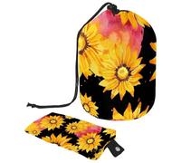 Eslifey Grande trousse de maquillage avec cordon de serrage, orange et jaune, tournesols de voyage, sac de rangement de maquillage portable, Multicolore 10., 9.9x6.9in/25.2x17.6cm