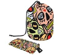 Eslifey Grande trousse de maquillage portable avec cordon de serrage - Motif princesse panda - Rose endormi, Multicolore 3., 9.9x6.9in/25.2x17.6cm