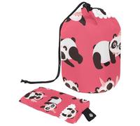 Eslifey Grande trousse de maquillage portable avec cordon de serrage - Motif princesse panda - Rose endormi, multicolore 1, 9.9x6.9in/25.2x17.6cm