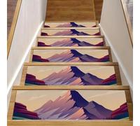 Eslifey Great Mountain is Surrounded Lot de 15 tapis d'escalier d'intérieur antidérapants pour marches en bois, 76,2 x 20,3 cm, pour chiens, enfants, personnes âgées avec adhésif réutilisable