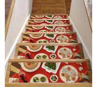 Eslifey Happy Family Lot de 15 tapis d'escalier antidérapants pour marches en bois, 76,2 x 20,3 cm, tapis d'escalier d'intérieur pour chiens, enfants, personnes âgées avec adhésif réutilisable