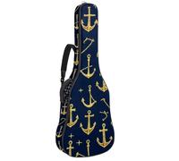 Eslifey Housse de transport pour guitare acoustique - Silhouette d'ancres dorées - Sangle d'épaule réglable - 101,6 cm - 104 - 106,7 cm, multicolore, 42.9x16.9x4.7 in, Organiseur de sac