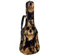 Eslifey Housse de transport pour guitare acoustique - Silhouette de tête de mort dorée - Bandoulière réglable - 101,6 cm - 104 - 106,7 cm, multicolore, 42.9x16.9x4.7 in, Organiseur de sac