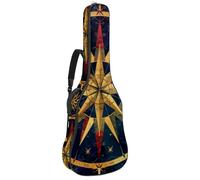 Eslifey Housse pour guitare acoustique avec bandoulière réglable Motif boussole dorée 101,6 cm, 104,1 cm, 106,7 cm, multicolore, 42.9x16.9x4.7 in, Organiseur de sac