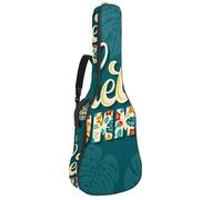 Eslifey Housse pour guitare acoustique avec bandoulière réglable Motif feuilles Bleu marine tropical 101,6 cm 101,6 cm, Multicolore 7., 42.9x16.9x4.7 in, Organiseur de sac