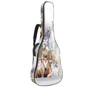 Eslifey Housse pour guitare acoustique - Motif animaux de la forêt hivernale - Renard - Pingouin - Bandoulière réglable - 101,6 cm - 104,1 cm - 106,7 cm, multicolore 1, 42.9x16.9x4.7 in, Organiseur de