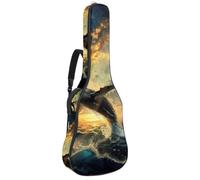 Eslifey Housse pour guitare acoustique, motif coucher de soleil, baleine, mer, bandoulière réglable, 101,6 cm, 104,1 cm, 106,7 cm, multicolore, 42.9x16.9x4.7 in, Organiseur de sac