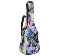 Eslifey Housse pour guitare acoustique - Motif fleur papillon libellule - Bandoulière réglable - 101,6 cm - 101,6 cm - 106,7 cm, Couleur 1, 42.9x16.9x4.7 in