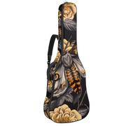 Eslifey Housse pour guitare acoustique - Motif tête de mort Hawk - Fleur - Bandoulière réglable - 101,6 cm - 104 - 106,7 cm, multicolore, 42.9x16.9x4.7 in, Organiseur de sac