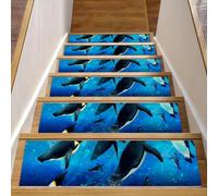 Eslifey Lot de 15 marches d'escalier sous-marines, océan, pingouin, pour marches en bois, 76,2 x 20,3 cm, antidérapantes, pour chiens, enfants, personnes âgées avec adhésif réutilisable