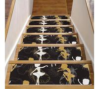 Eslifey Lot de 15 tapis d'escalier antidérapants pour marches en bois, 76,2 x 20,3 cm, motif silhouette de danseuse, ballerine, pour chiens, enfants, personnes âgées avec adhésif réutilisable