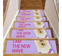 Eslifey Lot de 15 tapis d'escalier antidérapants pour marches en bois avec adhésif réutilisable Motif lama alpaga I AM the NEW WAVE 76,2 x 20,3 cm