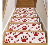 Eslifey Lot de 15 tapis d'escalier antidérapants pour marches en bois, bordures d'escalier pour enfants, personnes âgées et animaux domestiques avec adhésif réutilisable, empreintes de pattes de chien