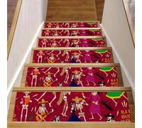 Eslifey Lot de 15 tapis d'escalier antidérapants pour marches en bois, bordures d'escalier pour enfants, personnes âgées et animaux domestiques avec adhésif réutilisable, squelettes Jour des morts