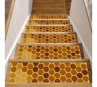 Eslifey Lot de 15 tapis d'escalier antidérapants pour marches en bois, pour enfants, personnes âgées et animaux domestiques avec adhésif réutilisable, 20,3 x 76,2 cm, miel
