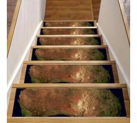 Eslifey Lot de 15 tapis d'escalier antidérapants pour marches en bois, pour enfants, personnes âgées et animaux domestiques avec adhésif réutilisable, carte du continent australien, 20,3 x 76,2 cm