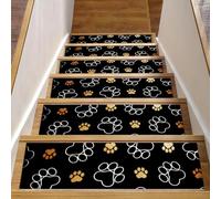 Eslifey Lot de 15 tapis d'escalier antidérapants pour marches en bois, pour enfants, personnes âgées et animaux domestiques avec adhésif réutilisable, motif empreintes de pattes de chien de hamster