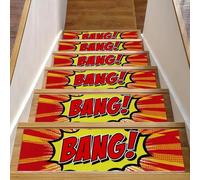 Eslifey Lot de 15 tapis d'escalier antidérapants pour marches en bois, pour enfants, personnes âgées et animaux domestiques avec adhésif réutilisable, motif Bang Bubble 20,3 x 76,2 cm