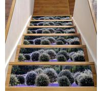 Eslifey Lot de 15 tapis d'escalier antidérapants pour marches en bois, pour enfants, personnes âgées et animaux domestiques avec adhésif réutilisable, fleurs violettes lavande (20,3 x 76,2 cm)