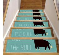 Eslifey Lot de 15 tapis d'escalier antidérapants pour marches en bois, pour enfants, personnes âgées et animaux domestiques avec adhésif réutilisable, motif « Take the Bull by the Horn » (20,3 x 76,2