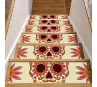 Eslifey Lot de 15 tapis d'escalier antidérapants pour marches en bois, pour enfants, personnes âgées et animaux domestiques avec adhésif réutilisable, fleurs et cœurs - 20,3 x 76,2 cm