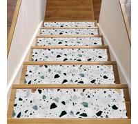 Eslifey Lot de 15 tapis d'escalier antidérapants pour marches en bois, pour enfants, personnes âgées et animaux domestiques avec adhésif réutilisable, marbre, verre de quartz, calcite et dolomite