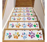 Eslifey Lot de 15 tapis d'escalier antidérapants pour marches en bois, pour enfants, personnes âgées et animaux domestiques avec adhésif réutilisable, empreintes de pattes de chien 20,3 x 76,2 cm