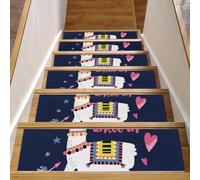 Eslifey Lot de 15 tapis d'escalier antidérapants pour marches en bois, pour enfants, personnes âgées et animaux domestiques avec adhésif réutilisable, alpaga amusant « I Choose To Be a Unicorn » (20,3