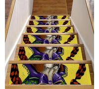 Eslifey Lot de 15 tapis d'escalier antidérapants pour marches en bois, tapis d'escalier pour enfants, personnes âgées et animaux domestiques avec adhésif réutilisable, motif Beagle Halloween chien