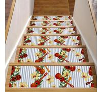 Eslifey Lot de 15 tapis d'escalier antidérapants pour marches en bois, tapis d'escalier pour enfants, personnes âgées et animaux domestiques avec adhésif réutilisable, vieux ukulélé, instruments de