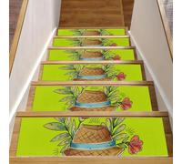 Eslifey Lot de 15 tapis d'escalier antidérapants pour marches en bois, tapis d'escalier pour enfants, personnes âgées et animaux domestiques avec adhésif réutilisable, citation « Let's See the World