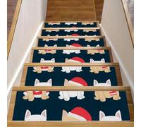 Eslifey Lot de 15 tapis d'escalier d'intérieur antidérapants pour chiens, enfants, personnes âgées avec adhésif réutilisable - Motif bouledogue français - 76,2 x 20,3 cm