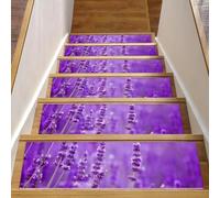 Eslifey Lot de 15 tapis d'escalier d'intérieur antidérapants pour marches en bois, motif fleur de lavande de Provence, 76,2 x 20,3 cm, pour chiens, enfants, personnes âgées avec adhésif réutilisable
